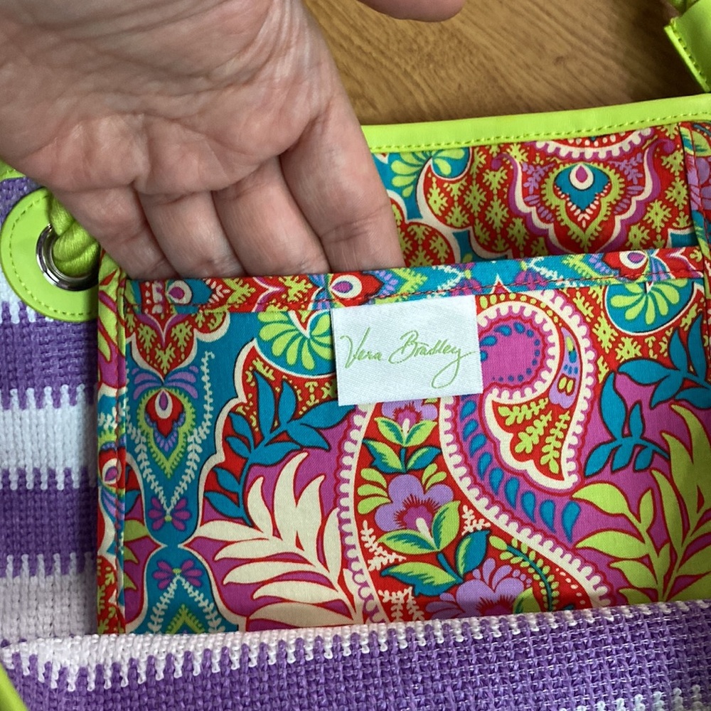 Vera Bradley Striped Tote Lilac Stripe 15953-640 - Picture 5 of 12
